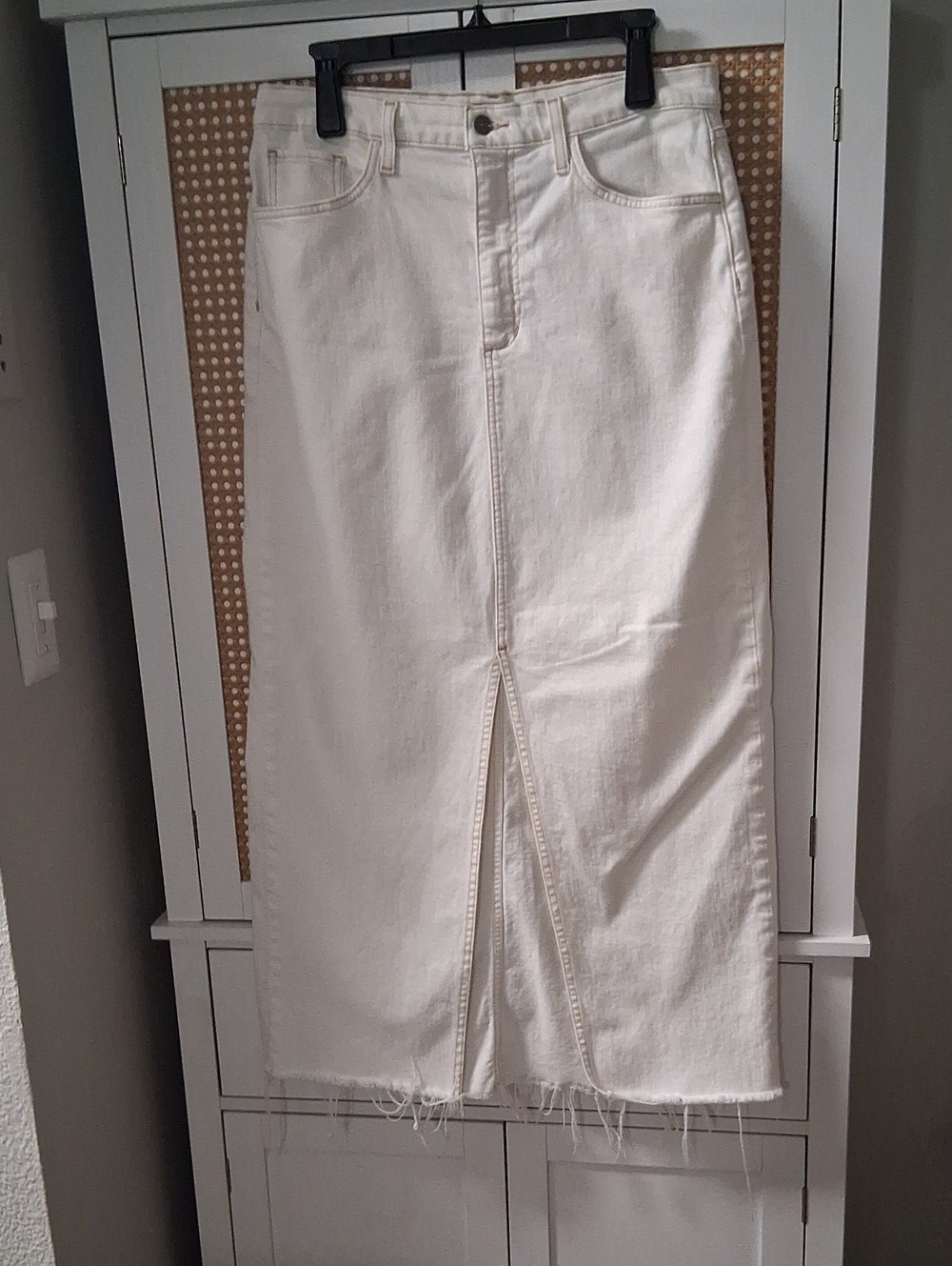 Joes White Denim Midi Skirt with Front Slit